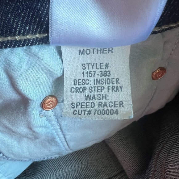 MOTHER Insider Crop Step Fray Speed Races Jeans Size 26 - Picture 6 of 7